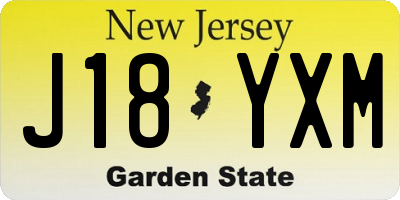 NJ license plate J18YXM