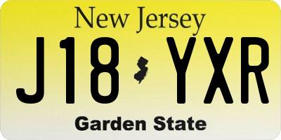 NJ license plate J18YXR
