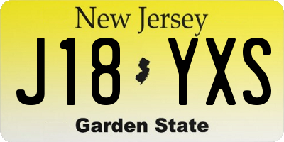 NJ license plate J18YXS