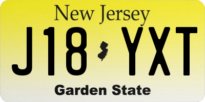 NJ license plate J18YXT