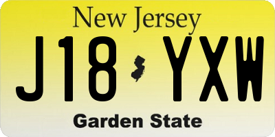 NJ license plate J18YXW