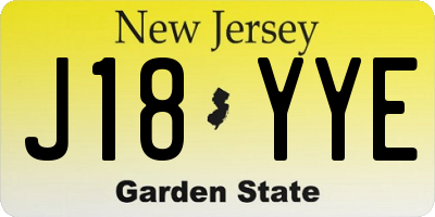 NJ license plate J18YYE