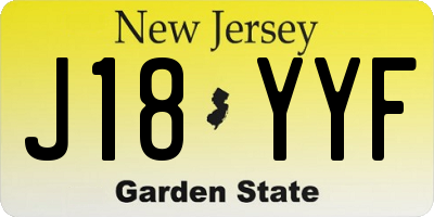 NJ license plate J18YYF