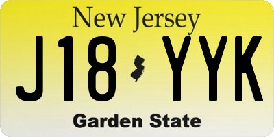 NJ license plate J18YYK