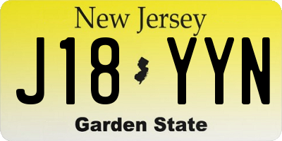 NJ license plate J18YYN