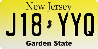 NJ license plate J18YYQ