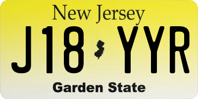 NJ license plate J18YYR