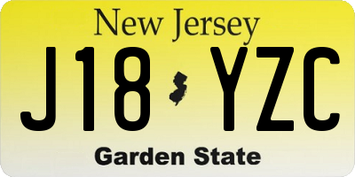 NJ license plate J18YZC