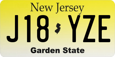 NJ license plate J18YZE