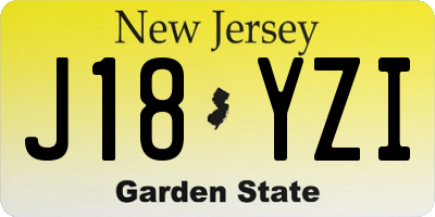 NJ license plate J18YZI