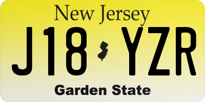 NJ license plate J18YZR