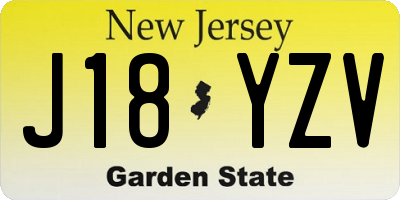 NJ license plate J18YZV
