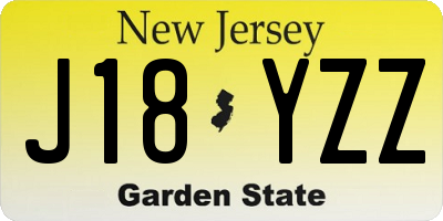 NJ license plate J18YZZ