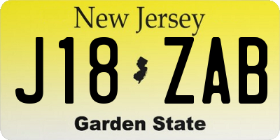 NJ license plate J18ZAB