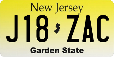 NJ license plate J18ZAC