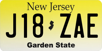 NJ license plate J18ZAE