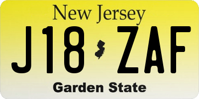 NJ license plate J18ZAF