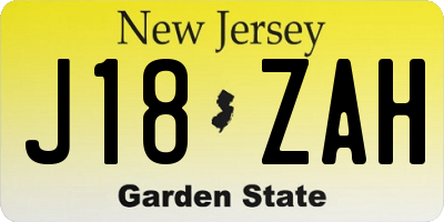 NJ license plate J18ZAH