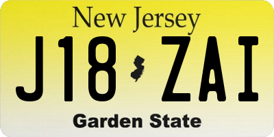 NJ license plate J18ZAI