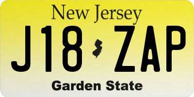 NJ license plate J18ZAP