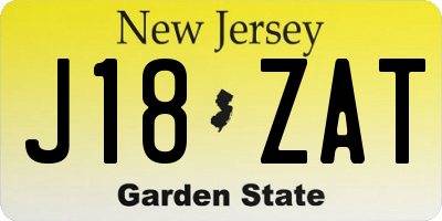 NJ license plate J18ZAT