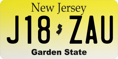 NJ license plate J18ZAU