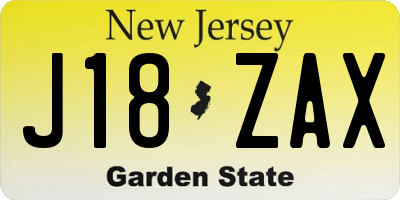 NJ license plate J18ZAX