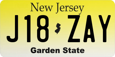 NJ license plate J18ZAY