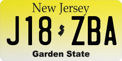 NJ license plate J18ZBA