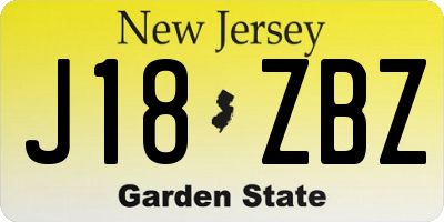 NJ license plate J18ZBZ