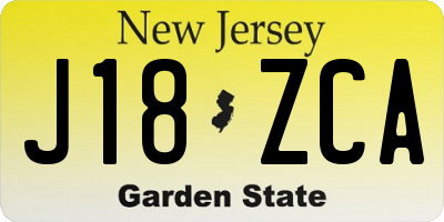 NJ license plate J18ZCA