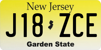 NJ license plate J18ZCE