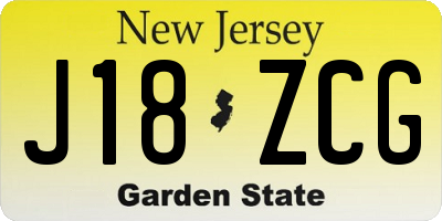 NJ license plate J18ZCG