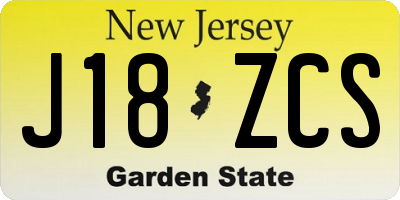 NJ license plate J18ZCS