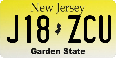 NJ license plate J18ZCU