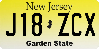 NJ license plate J18ZCX