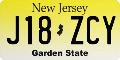 NJ license plate J18ZCY