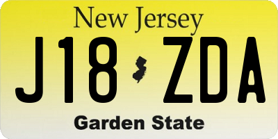 NJ license plate J18ZDA