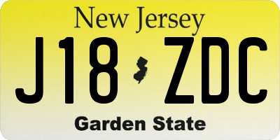 NJ license plate J18ZDC