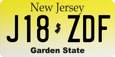 NJ license plate J18ZDF