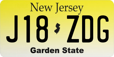 NJ license plate J18ZDG