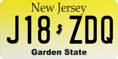 NJ license plate J18ZDQ