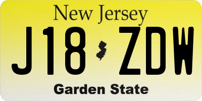 NJ license plate J18ZDW