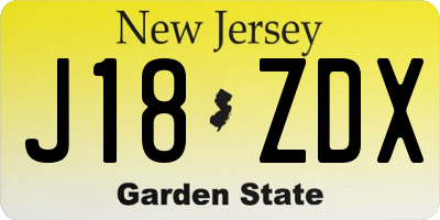 NJ license plate J18ZDX