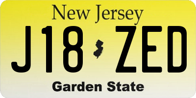 NJ license plate J18ZED