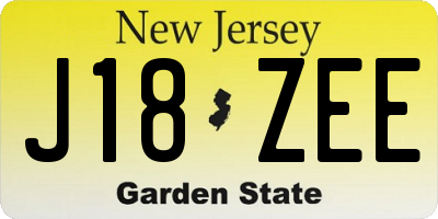 NJ license plate J18ZEE
