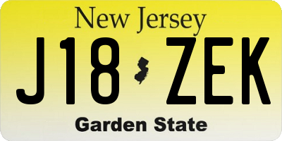 NJ license plate J18ZEK