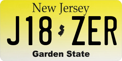 NJ license plate J18ZER