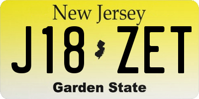 NJ license plate J18ZET