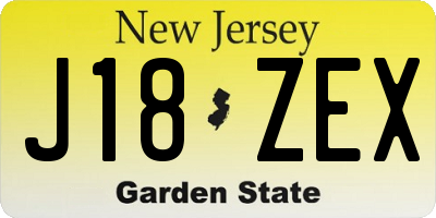 NJ license plate J18ZEX